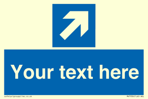 Custom Mandatory directional sign, blue arrow up and right